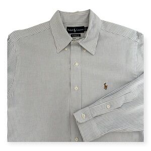 Ralph Lauren Shirt Men’s L Classic Fit Blue White Stripe Long Sleeve Button Down